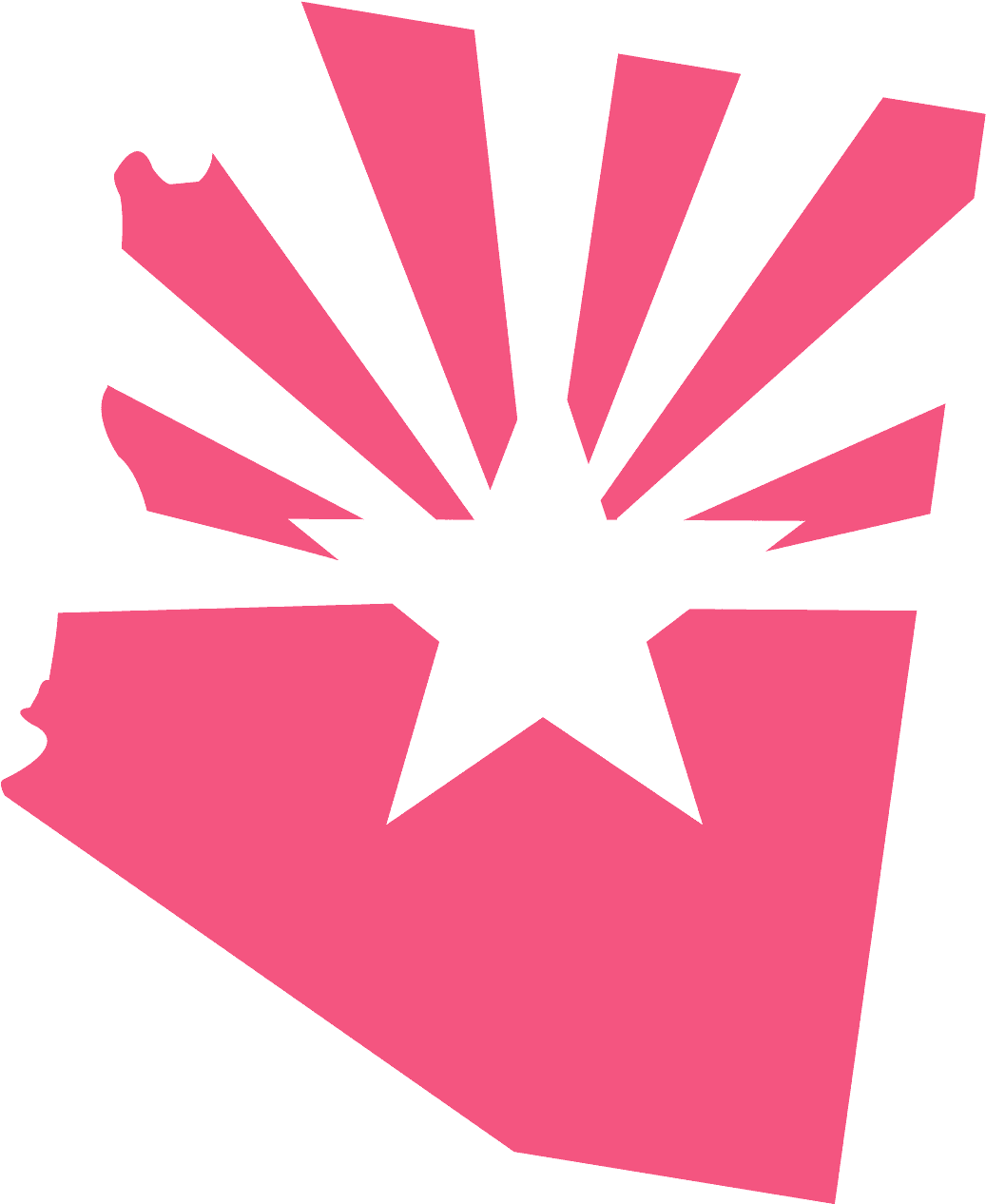 A Pink And Black Sunburst With A Star