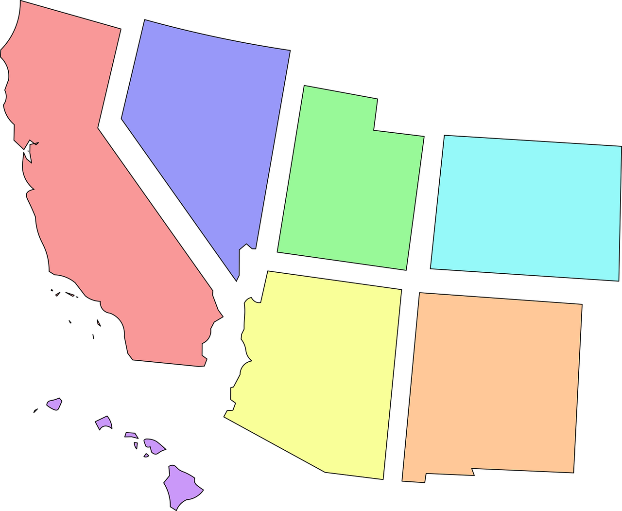 A Map Of California With Different Colored Squares