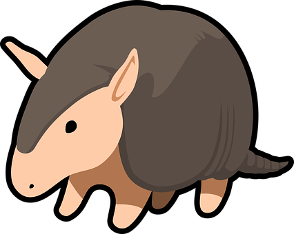 Cartoon An Armadillo With A Black Background
