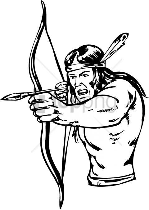 A Black And White Drawing Of A Man Shooting A Bow And Arrow