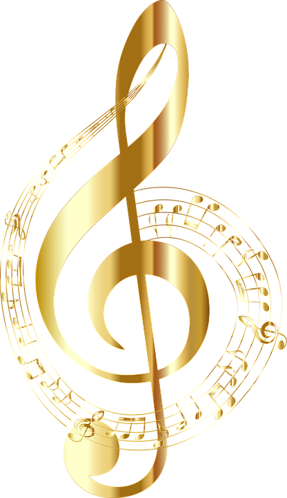 A Gold Treble Clef With Music Notes