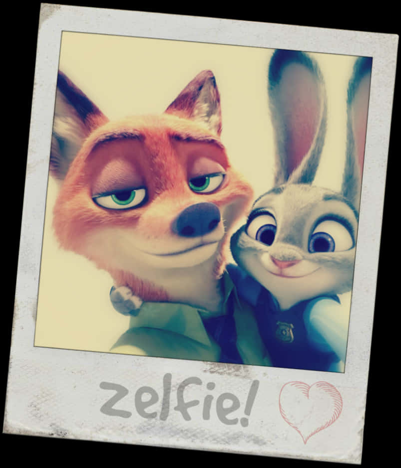 A Polaroid Of Two Cartoon Characters