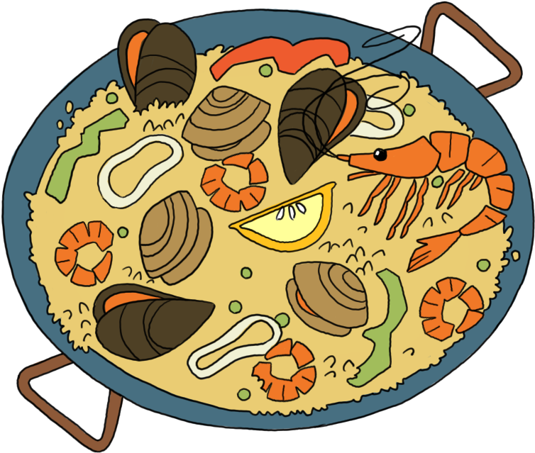A Plate Of Food With Seafood