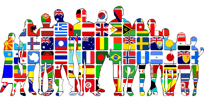 A Group Of People With Different Flags