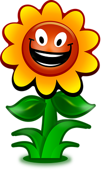 A Cartoon Sunflower With A Smiling Face