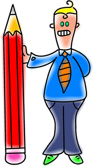 A Cartoon Of A Man Holding A Red Object