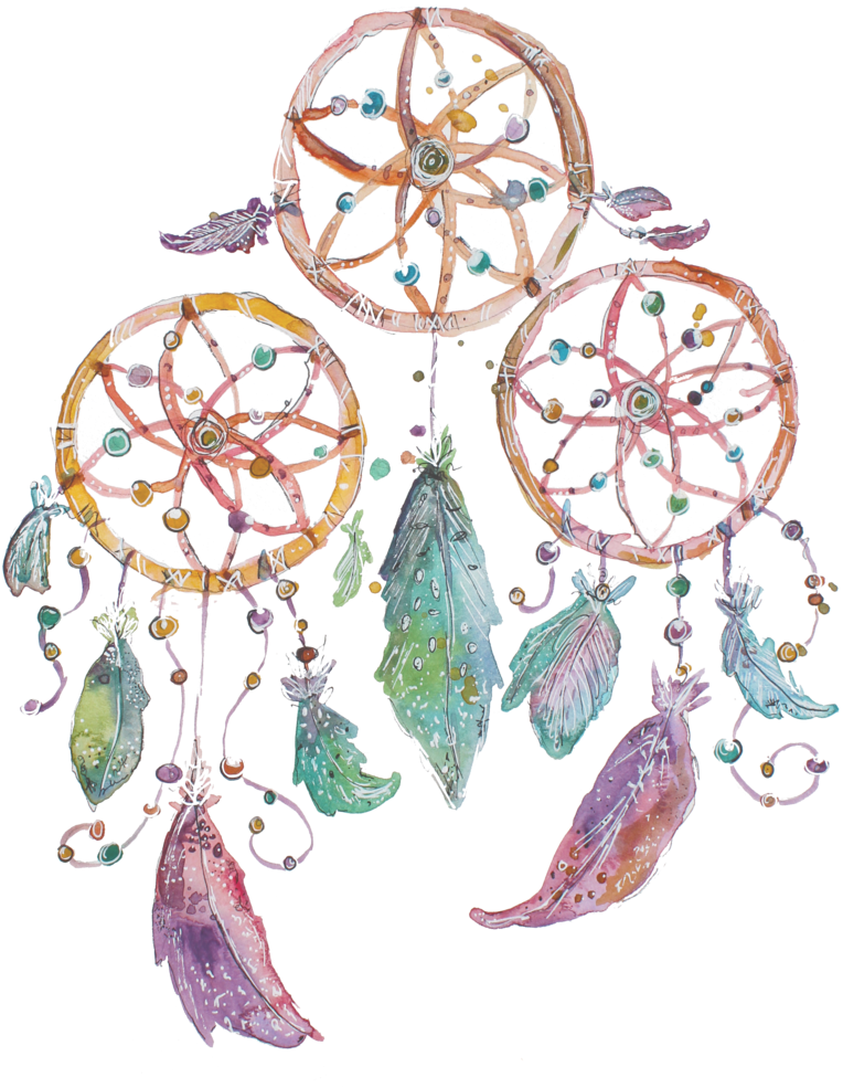 A Watercolor Painting Of A Dream Catcher