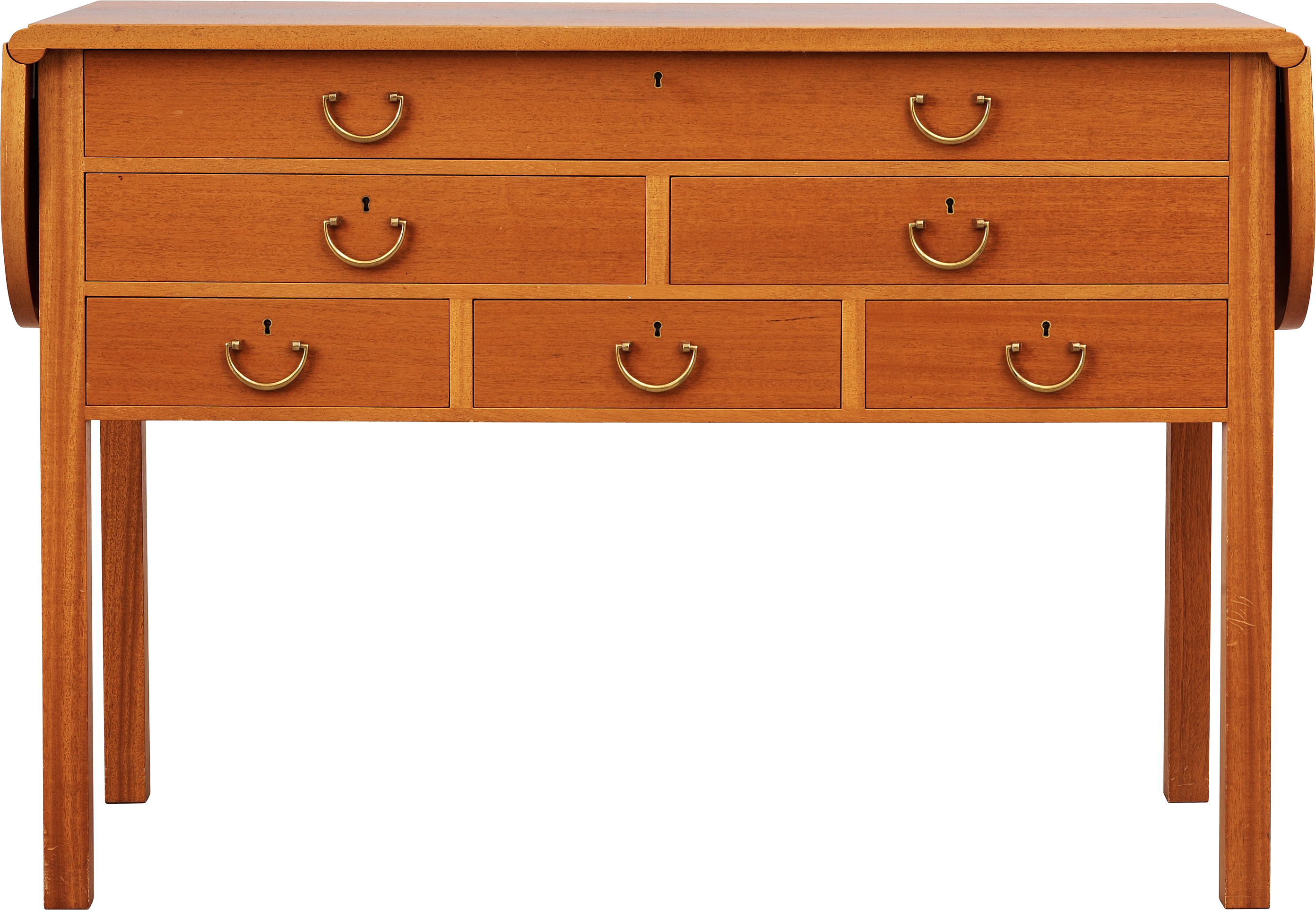 A Wooden Dresser With Gold Handles
