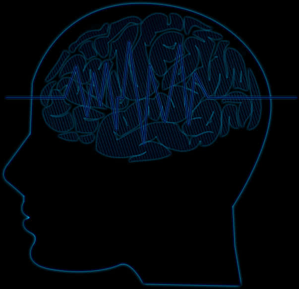 A Silhouette Of A Human Head With A Brain
