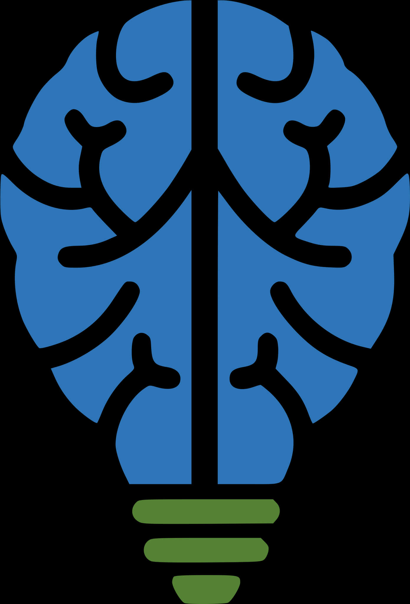 A Blue Brain With Green And Blue Lines