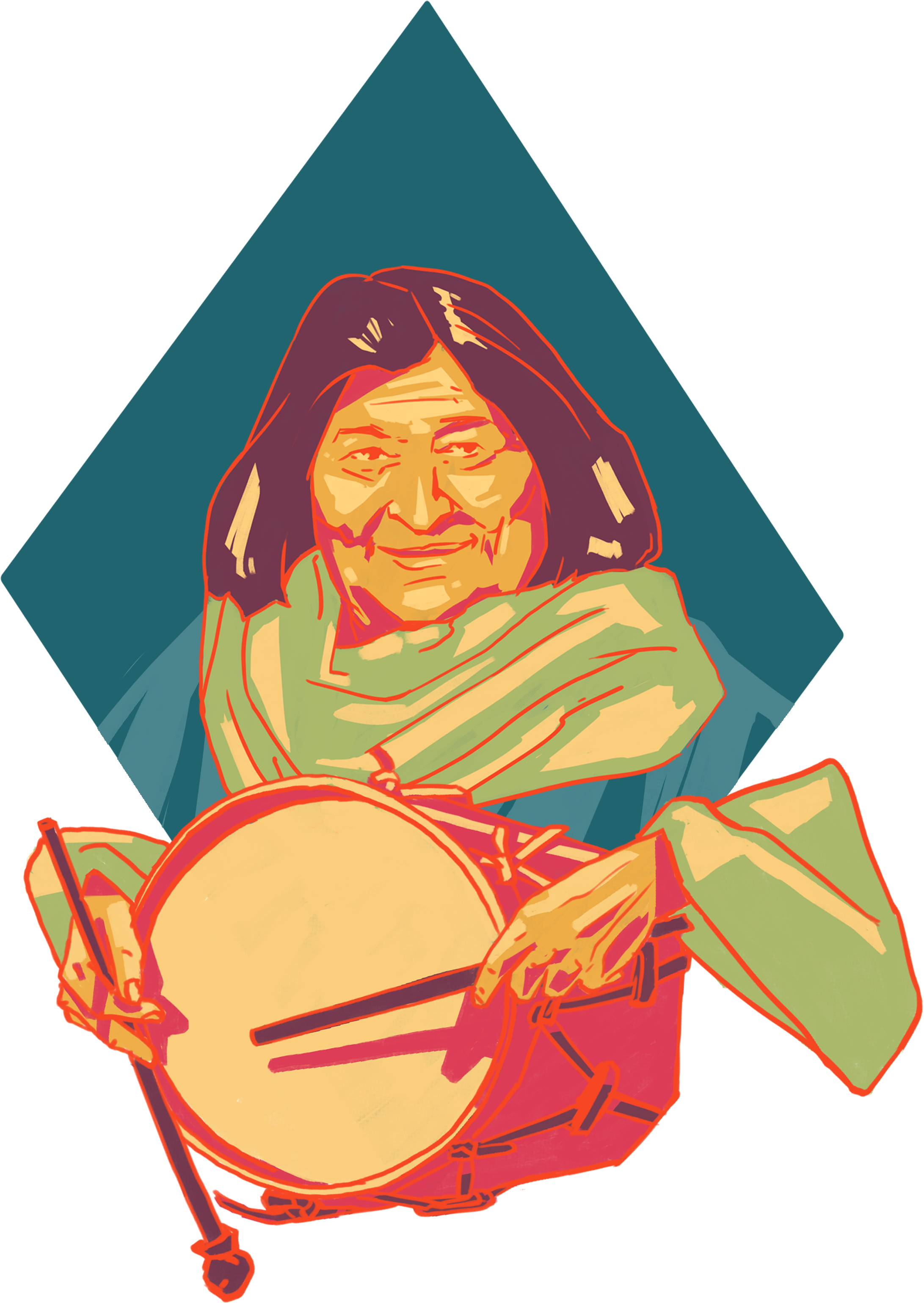 A Woman Playing A Drum