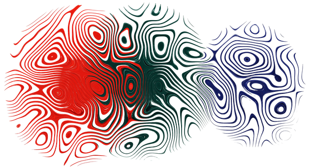 A Red And Blue Swirls On A Black Background