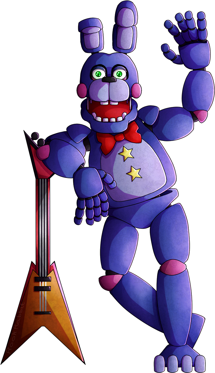 A Cartoon Character Of A Purple Bear Holding A Guitar