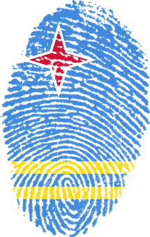 A Fingerprint With A Star And A Blue And Yellow Stripe