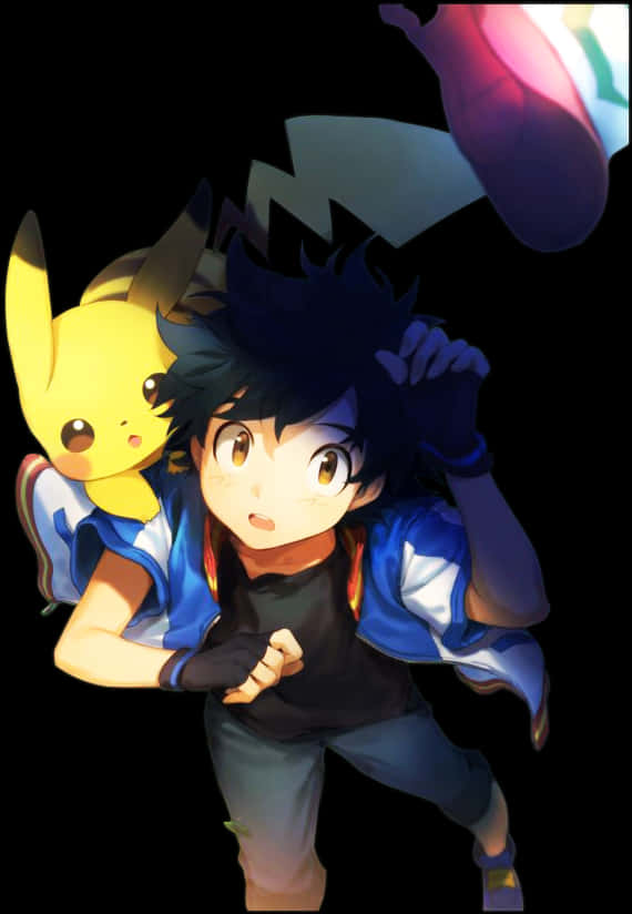 Ash And Pikachu - Anime Art Ash Ketchum, Hd Png Download