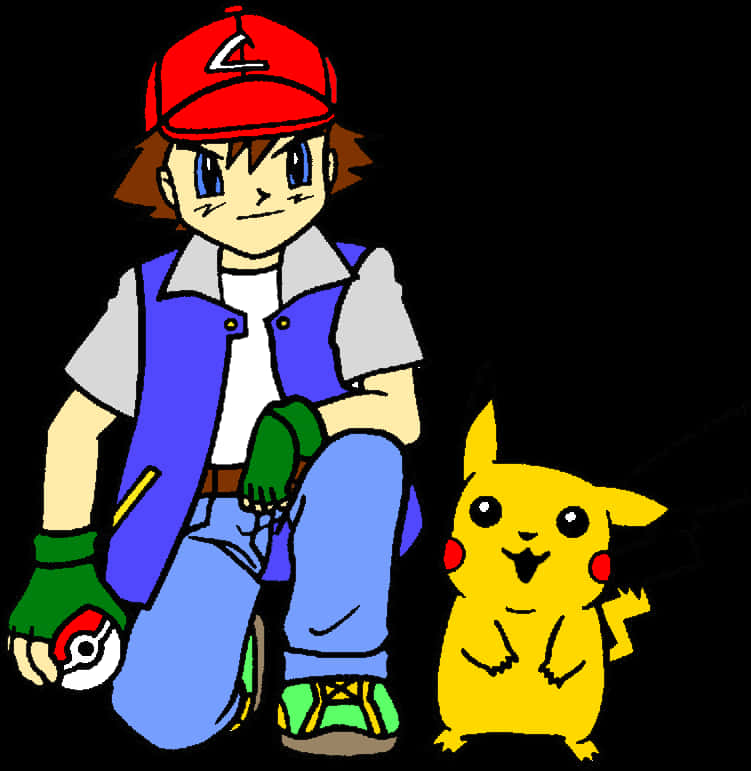 A Cartoon Of A Boy And A Yellow Pikachu