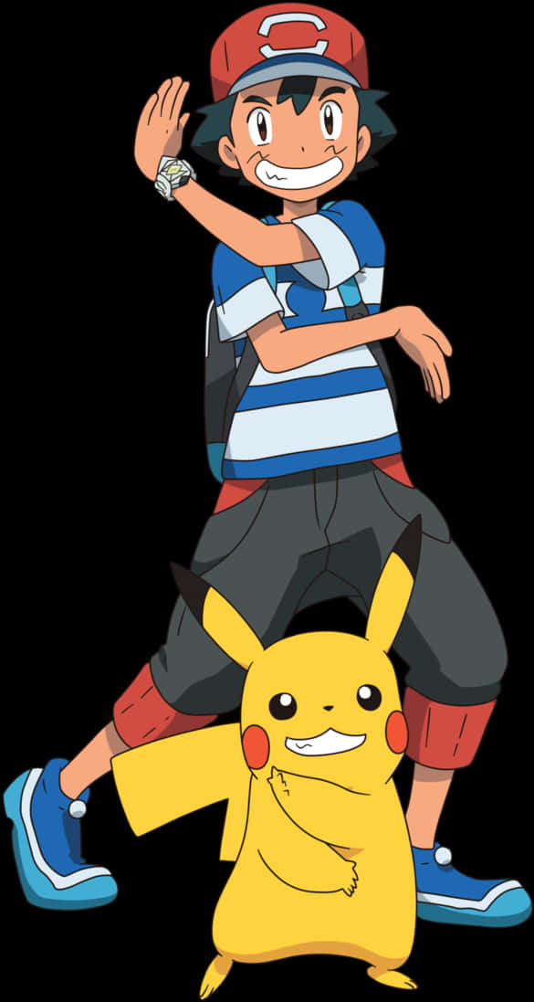 Pikachu In Front Of Ash Ketchum