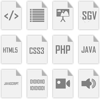 A Collection Of White File Format Icons