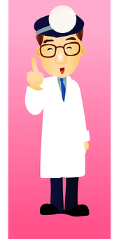 A Cartoon Of A Man In A White Coat Pointing Up
