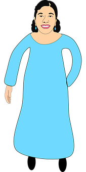 A Cartoon Of A Person In A Blue Dress