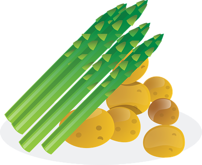 A Plate Of Asparagus And Potatoes