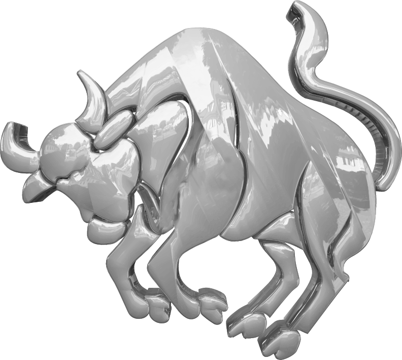 A Silver Bull With Horns