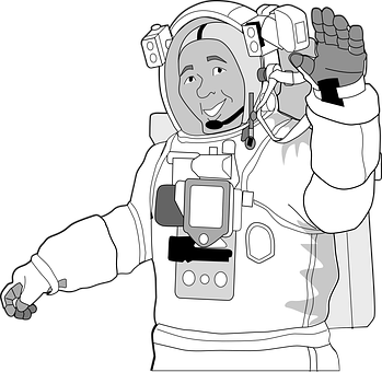 A Cartoon Of A Man In A Space Suit Waving