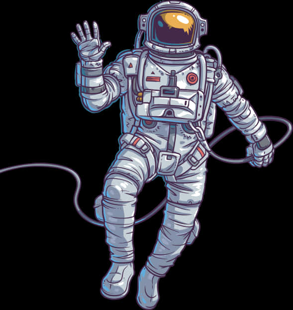 A Cartoon Of An Astronaut Waving