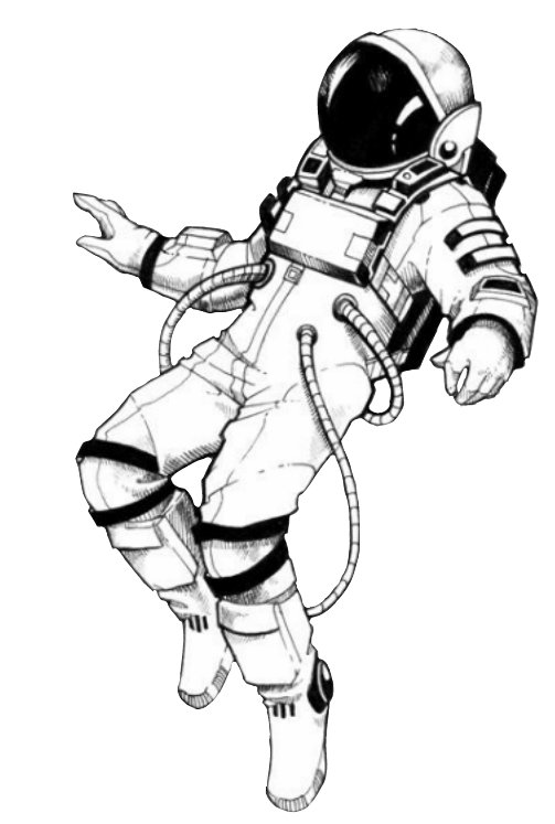A Black And White Drawing Of A Astronaut