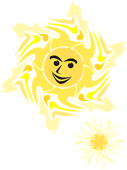 A Sun With A Face And A Black Background