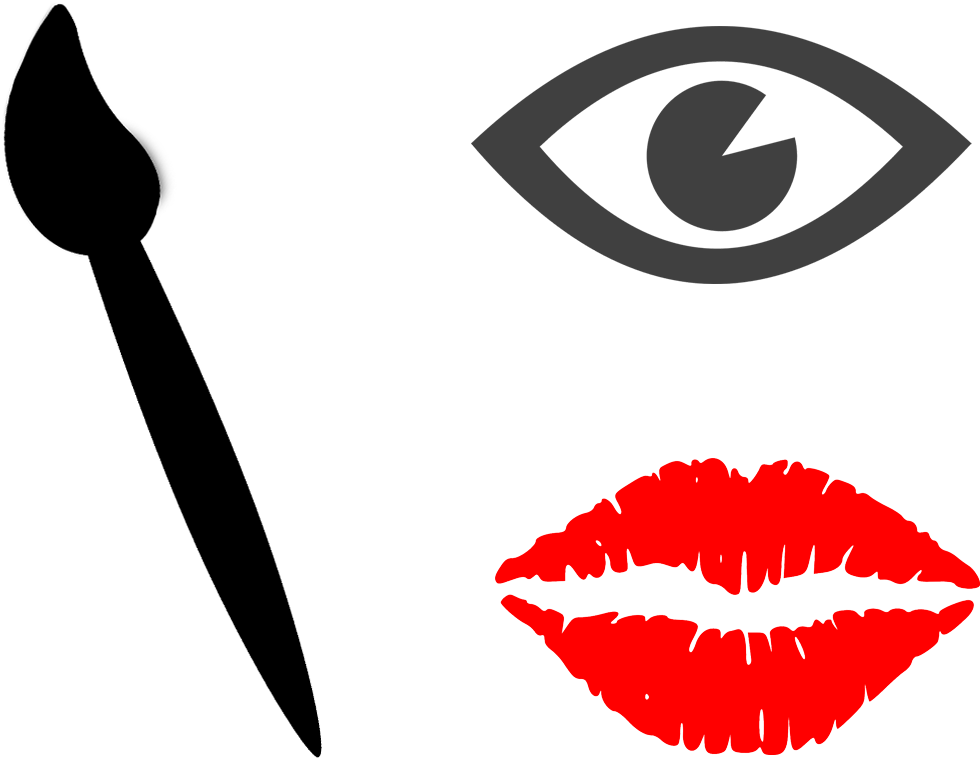 A Black Background With A Red Lips And A Grey Eye