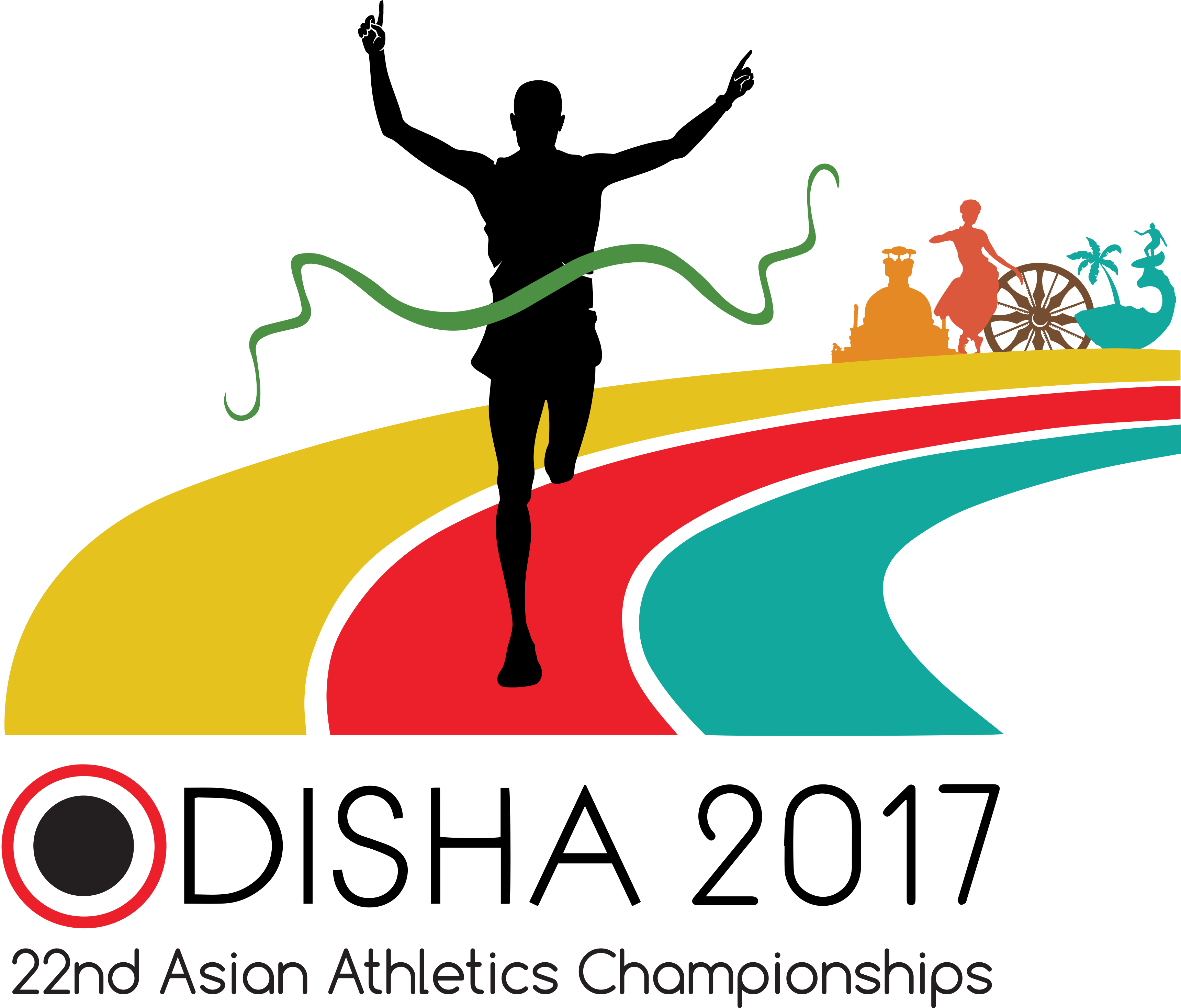 A Colorful Logo With A Man Running On A Road