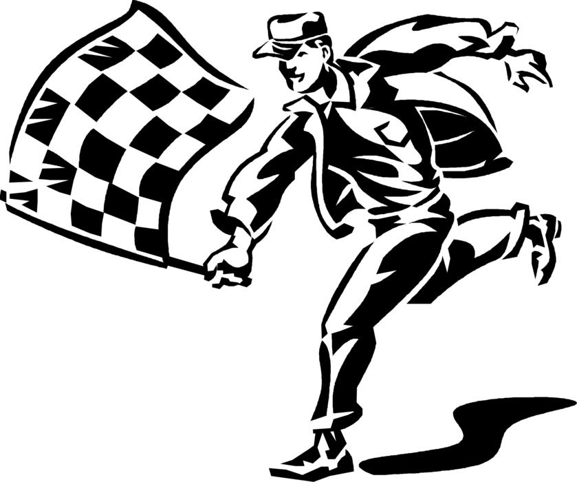 A Man Holding A Checkered Flag
