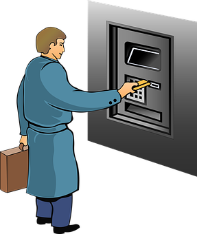 A Man Using A Credit Card Machine