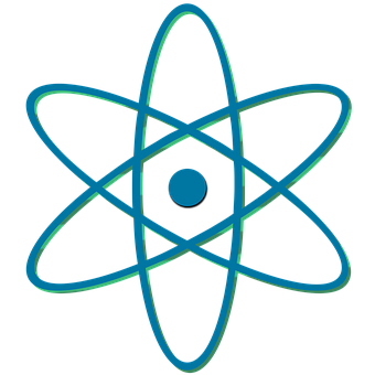 A Blue And Green Atom Symbol
