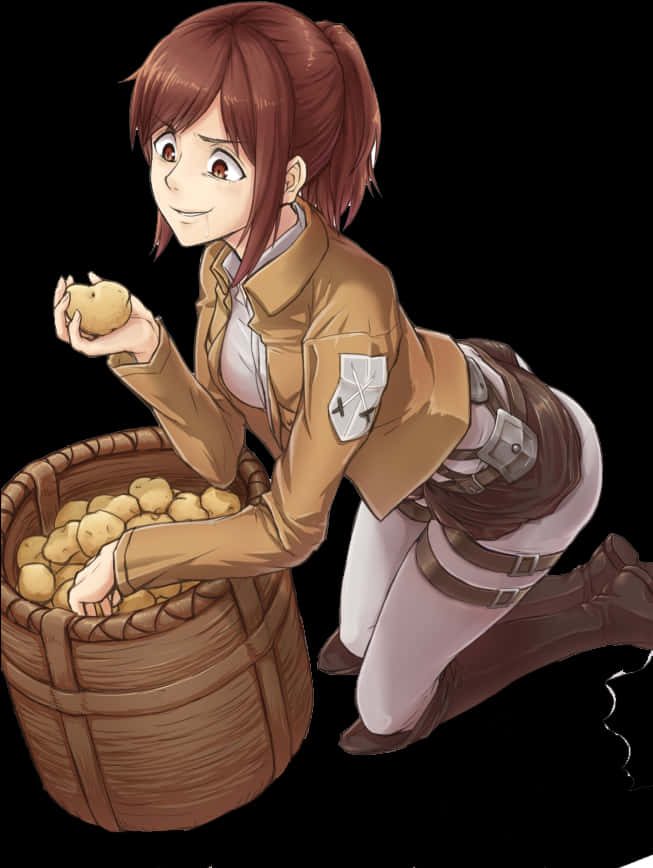 A Cartoon Of A Woman Holding A Potato