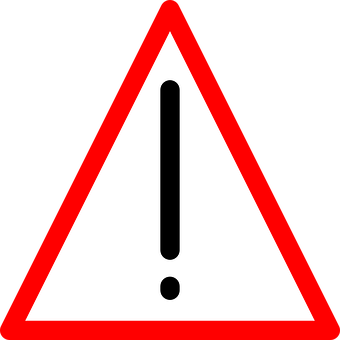 A Red And Grey Triangle Sign With A Black Exclamation Mark