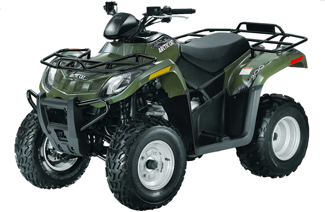 A Green Atv With Black Wheels