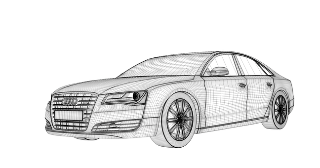 A Car Wireframe On A Black Background