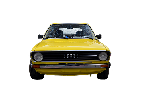 A Yellow Car With A Black Background