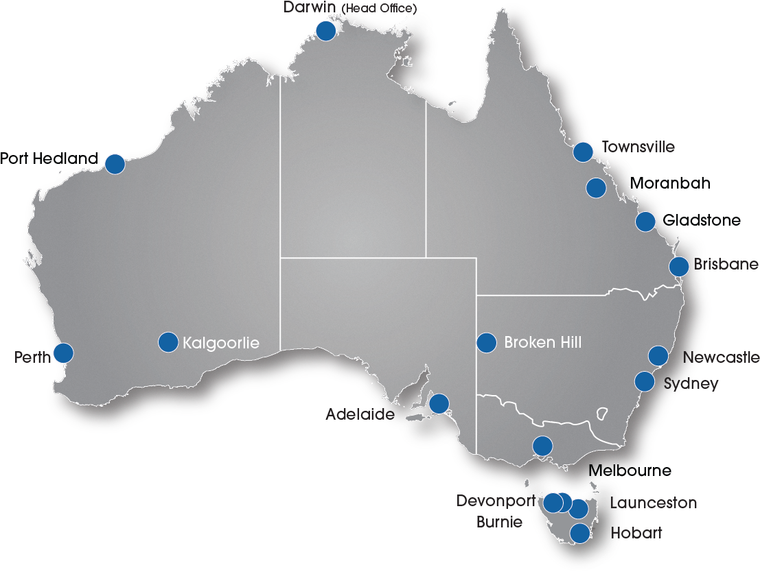 A Map Of Australia With Blue Dots