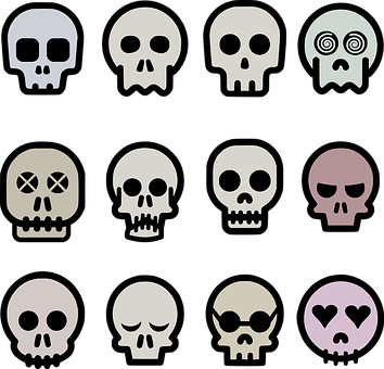 A Collection Of Skulls With Different Faces