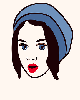 A Cartoon Of A Woman With A Blue Hat