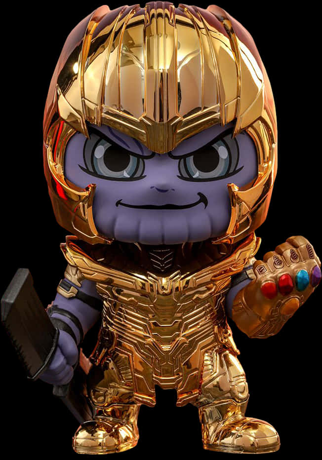 A Toy Figurine Of A Purple And Gold Character