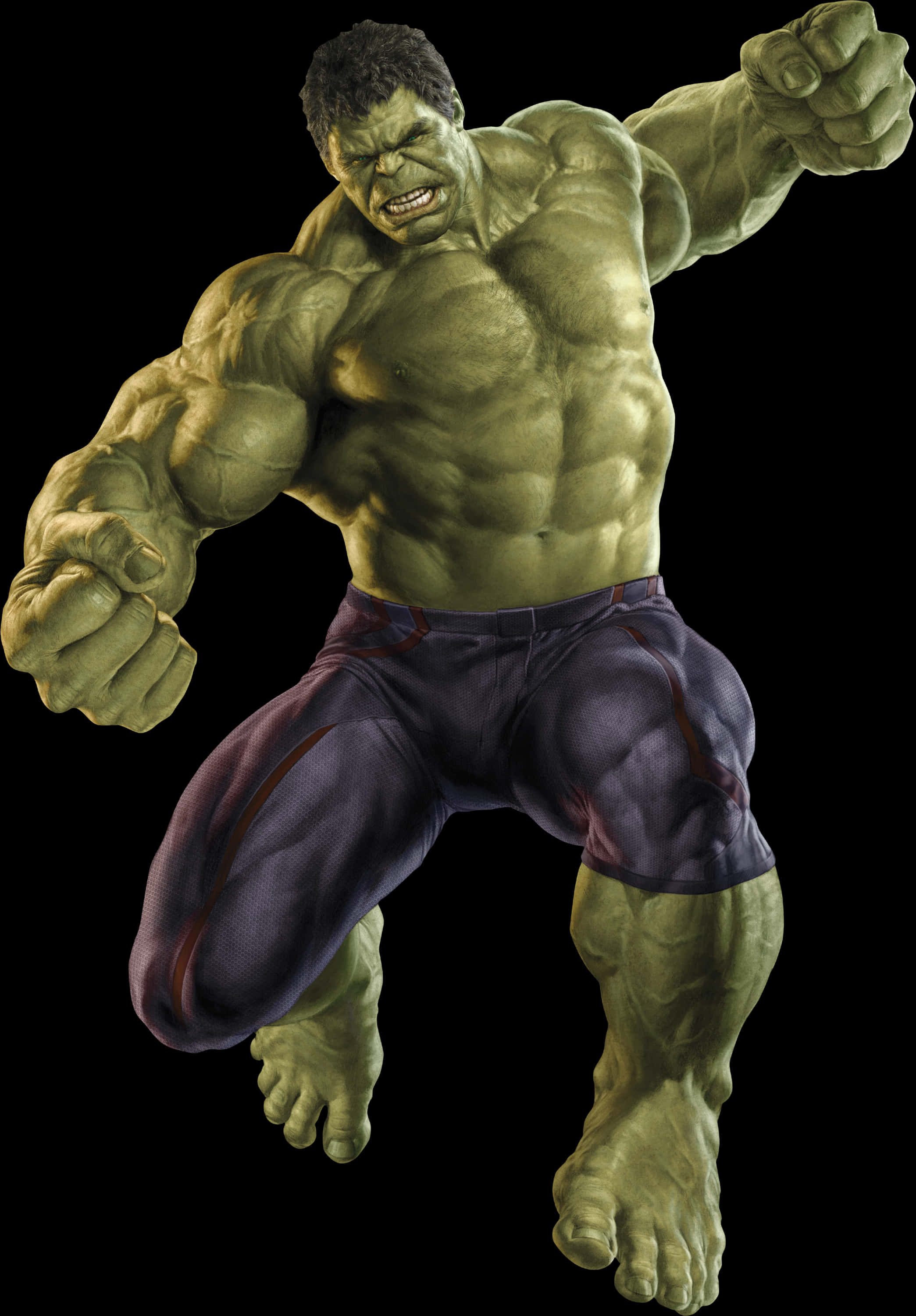 A Green Muscular Man With Black Pants