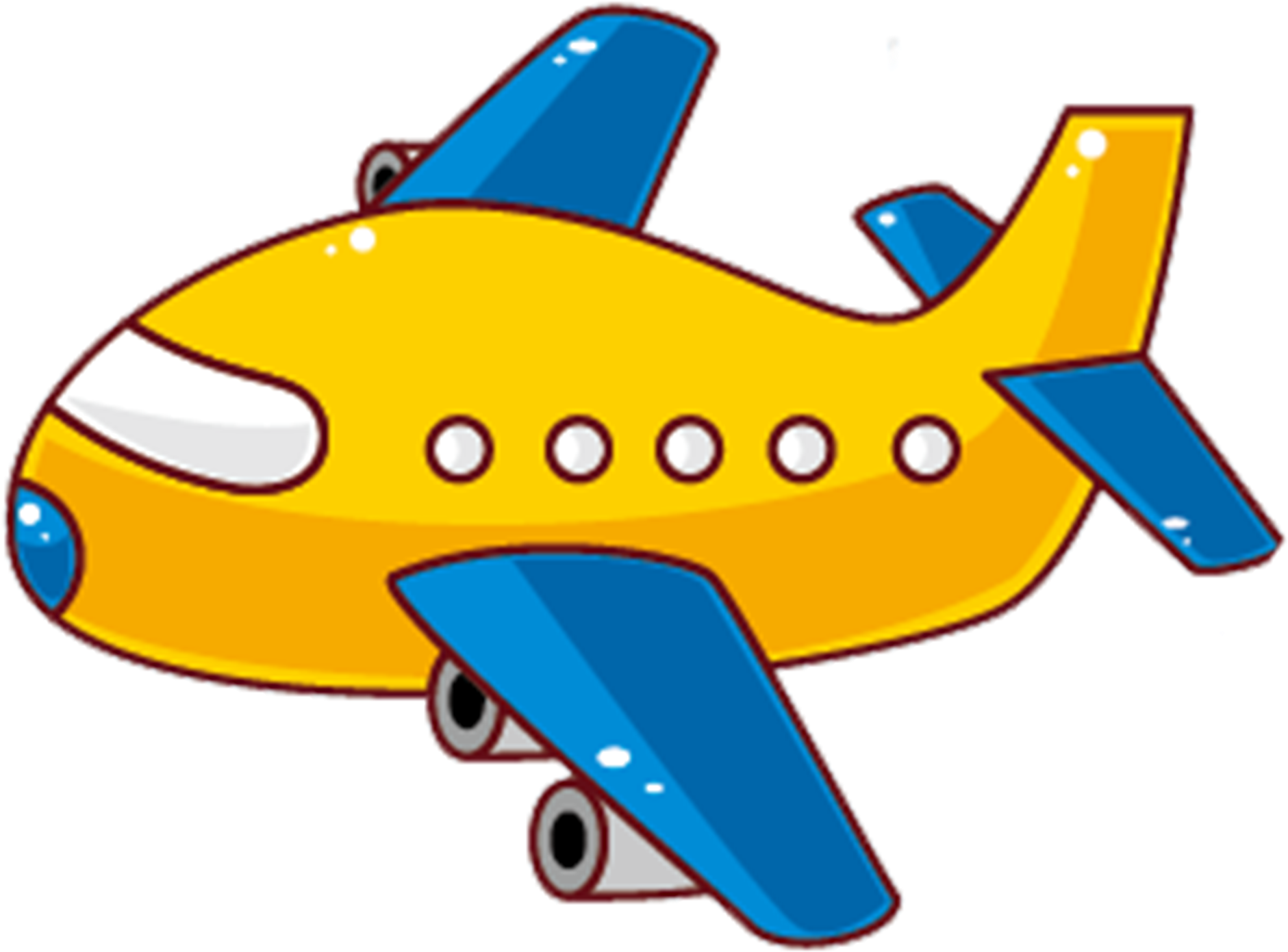 A Cartoon Of A Yellow And Blue Airplane