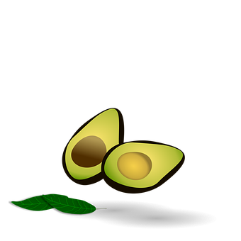 A Avocado Cut In Half With A Leaf