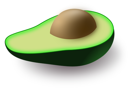 A Half Of An Avocado With A Brown Seed
