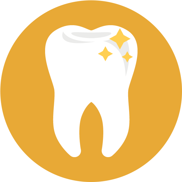 A White Tooth With Yellow Stars On It
