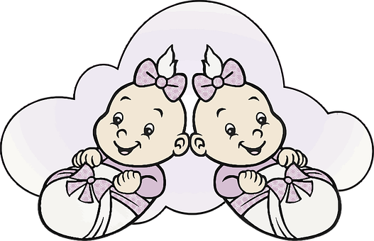 A Cartoon Of Twin Babies